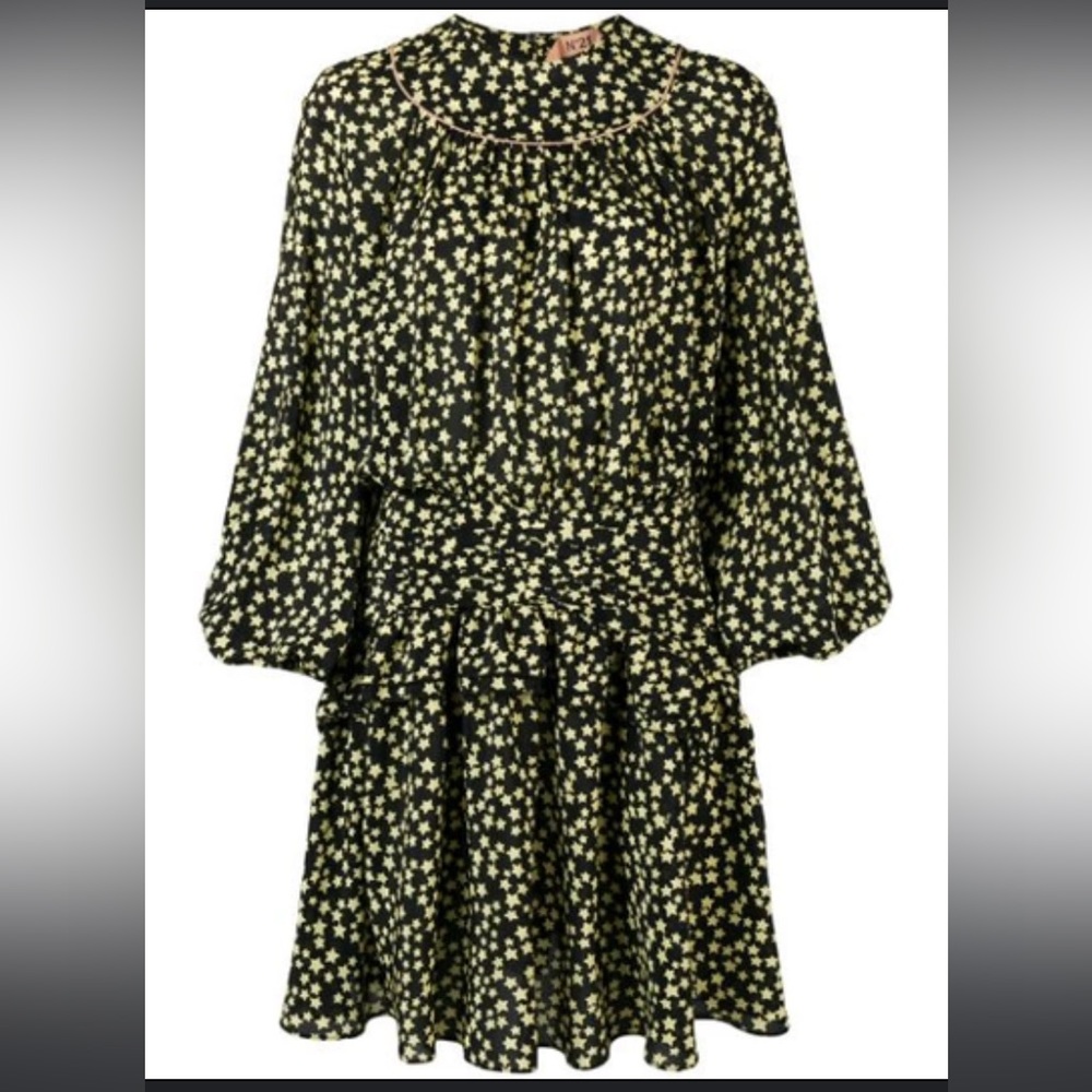 N°21 Frilled star print‎ silk dress size large